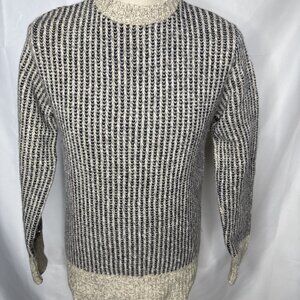 Vintage Sears Fieldmaster Sweater Mens Large Beige Wool Fair Isle Knit Crew Neck